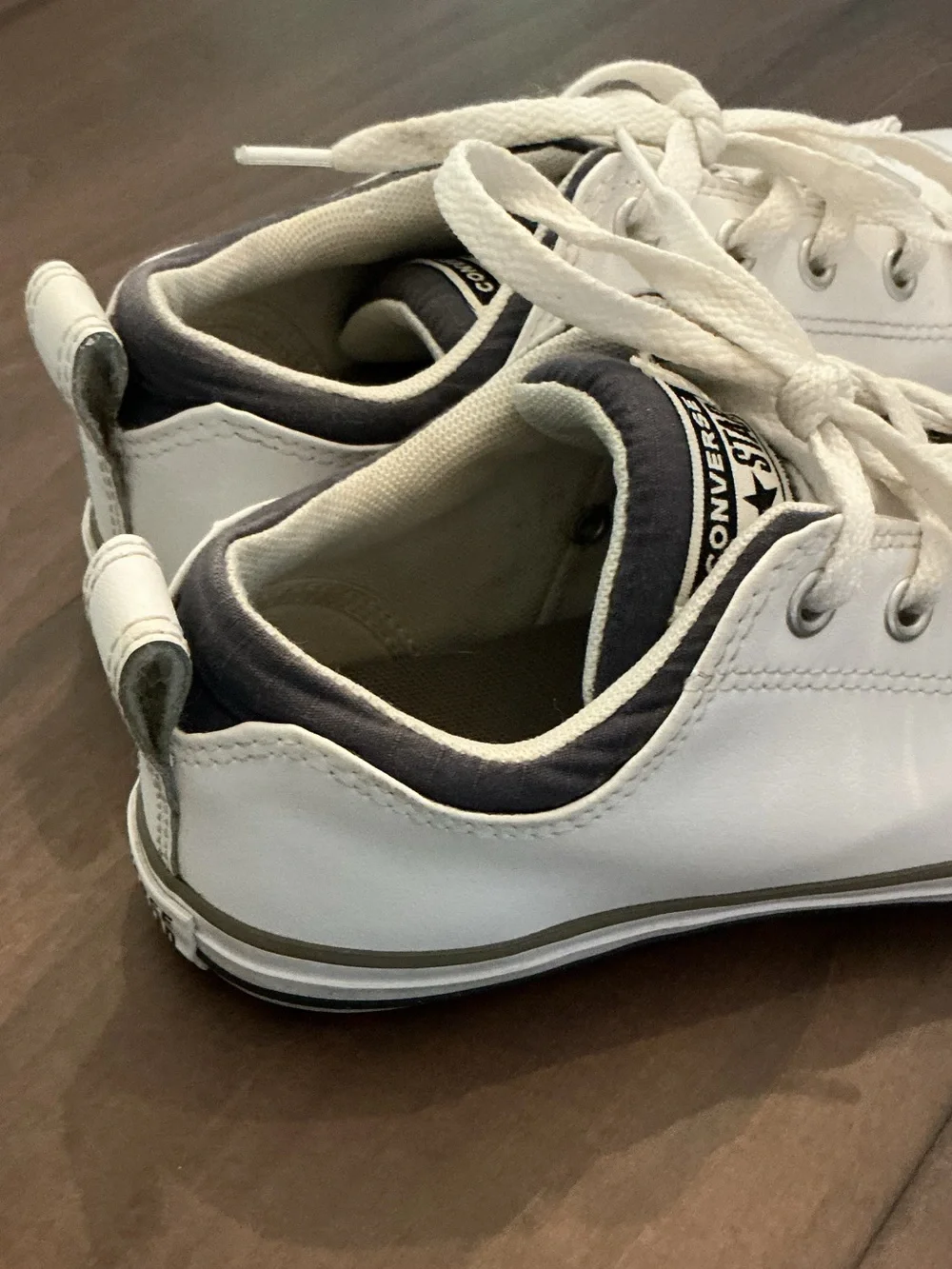 Youth Converse White Low-Top Leather Sneakers